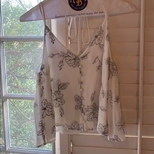 Floral white tank top